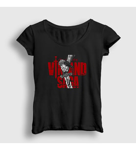 Presmono Kadın Siyah Logo Anime Vinland Saga T-Shirt 470278tt