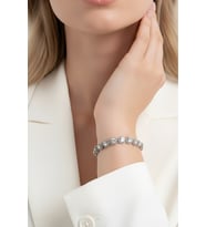 Çiçek Model Elmas Görünümlü Silver Renk Bileklik (Gümüş)