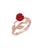 925 ayar Gümüş  Altın Kaplama Gül Ayarlanabilir Bayan Yüzük (Rose)