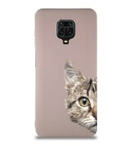 Xiaomi Redmi Note 9S Soft Premier Kapak Catface Tasarımlı Silikon Kılıf - Pudra (Şeffaf)
