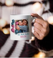 Kişiye Özel Fotoğraflı ve İsimli Pembe-Mavi Doğum Günü Kupası