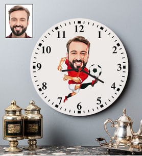 Kişiye Özel Futbolcu Tasarımlı Karikatür Duvar Saati 93