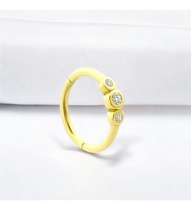 Glorria Altın 3 Taş Halka Helix Piercing