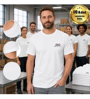 Logonuza Özel 10 Adet Premium Beyaz Tişört - Pamuk Unisex Kurumsal Personel Tişörtü