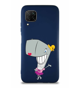 Huawei P40 Lite Soft Premier Kapak Pearl Yengeç Tasarımlı Silikon Kılıf - Lacivert (Şeffaf)