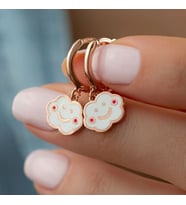 Vaoov 925 Ayar Gümüş Mineli Bulut Çocuk Küpe (Rose)