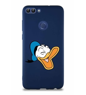 Huawei P Smart Soft Premier Kapak Donald Duck-E Tasarımlı Silikon Kılıf - Lacivert (Şeffaf)
