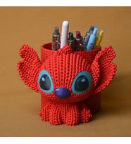 3D Baskı Knitted Kalemlik - Sevimli Karakterli Masaüstü Kalem Organizeri-Kırmızı