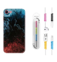 Apple iPhone 5 6 7 8 Plus Se XR Kılıf Kablo Koruma Spiral Silikon Red Blue Black Abstact 1386