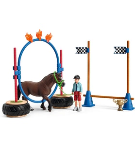 Schleich 42482 Pony Yarış Seti Oyuncak Figürü, Çok Renkli (Krem)
