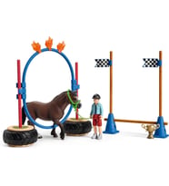 Schleich 42482 Pony Yarış Seti Oyuncak Figürü, Çok Renkli (Krem)