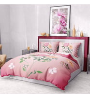 Monohome Premium Luxury Çift Kişilik Nevresim Takımı 3D Pamuk Saten Pink Rose (Çok Renkli)