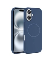 Apple iPhone 16 Uyumlu Kılıf M-Safe Şarj Özellikli Metal Kamera Çerçeveli Zore Edi Silikon Kapak (Lacivert)