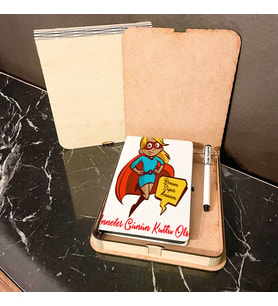 Benim Süper Annem Ahşap Kutulu Defter Kalem Set