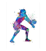 Kız Voleybol Suluboya Resim Sal Baskı Spor Hediyeleri Tablo Ahşap Poster Dekoratif