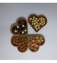Cuori Ahşap Kalpli 4 Parça Çerezlik Kahvaltılık