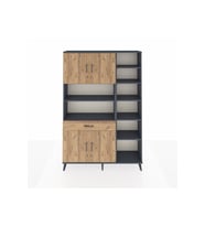 Arges Dolap 10 Raflı Tek Çekmeceli 4 Kapaklı 132x30x195 Antrasit-Çam/Çam