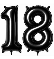 18 Rakam Folyo Balon Siyah Rengi (76 cm)
