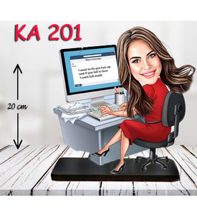 Kişiye Özel Ahşap Biblo - Masa Başı Karikatür Biblo - Kadın Biblo 15