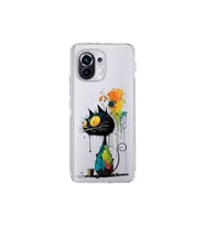 Xiaomi Mi 11 ile Uyumlu Splash Kedi Tasarımlı Şeffaf Silikon Kılıf