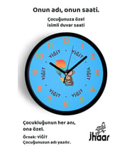İsme Özel Saksafoncu Maymun Çocuk Odası Duvar Saati Orta Boy 30 cm Siyah Camlı Sessiz