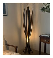 ''Hedra Lambader, İskandinav Tarzı Ahşap Lambader, Dekoratif Yer Lambası, Modern Salon Aydınlatma'' (Ceviz)