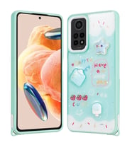 Lexroo Xiaomi Redmi Note 12 Pro 4G Kılıf Parlayan Simli Kabartma Figürlü Cevze Kılıf - Yeşil