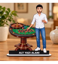 Kişiye Özel Erkek Rulet Masasi Kisiye Karikatürlü 18 cm MDF Masaüstü Biblo - Masaüstü Hediye