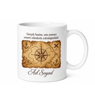 Hazine Haritası Temalı Baskılı Kupa Bardak Hediye Porselen Mug