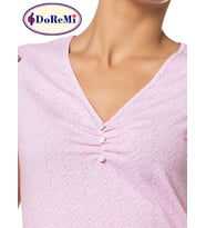 Kısa Kollu Desenli Gecelik (Pembe)