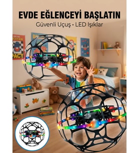 El Hareketi Kontrollü Futbol Topu Tasarımlı Drone LED Işıklı