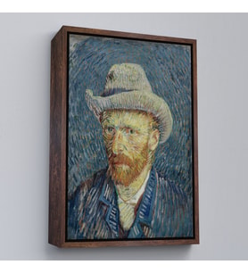 Çerçeveli Vincent van Gogh - Hasır Şapkalı Otoportre Tablosu (Kahverengi)