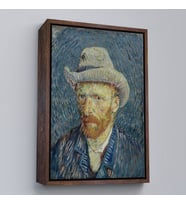 Çerçeveli Vincent van Gogh - Hasır Şapkalı Otoportre Tablosu (Kahverengi)
