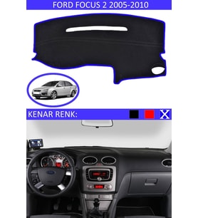 Ford Focus 2 2005-2010 Için Uygun Torpido Koruma Halısı Siyah Kenar Renk Mavi