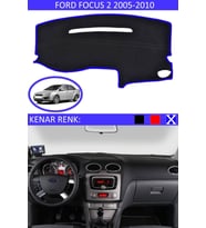 Ford Focus 2 2005-2010 Için Uygun Torpido Koruma Halısı Siyah Kenar Renk Mavi