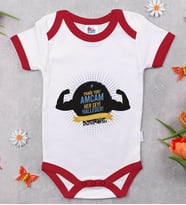 BK Kids Kişiye Özel Amcam Her Şeyi Halleder Tasarımlı Kırmızı Bebek Body Zıbın-1