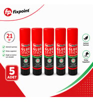 FixPoint Glue Stick Yapıştırıcı 21 Gr 5 Adet Solvent İçermez Kağıt Karton Okul Ofis Kırtasiye Yapıştırıcısı