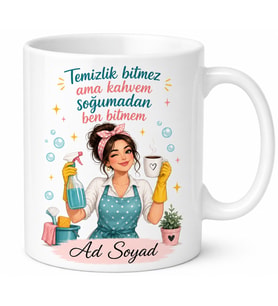 Ev Temizliği Enerji Toplama Kahvesi Titiz Kadın Kupası Hediye Bardak