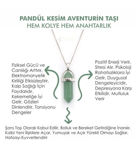 Doğaltaş AVENTURİN TAŞI Pandül Kesim Kadın Erkek (Unisex) İster Kolye İster Anahtarlık