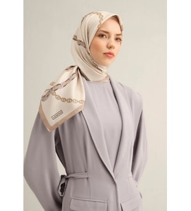 Armine Tivil İpek Eşarp 9346-05 Krem Karışık Desen