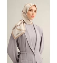 Armine Tivil İpek Eşarp 9346-05 Krem Karışık Desen