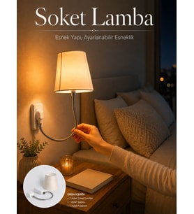 Soket Lamba Yatak Başı Işığı Ayarlanabilir Boyunlu