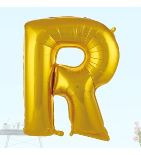 R Harf Folyo Balon, 100 cm - Altın (STD)