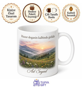 Yayla Manzarası Temalı Baskılı Kupa Bardak Doğa Hediye Porselen Mug