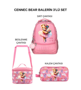 Cennec Bear Balerin Okul Seti – Sırt Çantası, Termal Beslenme Çantası ve Kalem Çantası