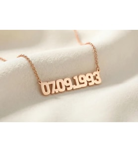 Kişiye Özel 925 Ayar Gümüş Minimal Tarih Kolye Sevgililer Günü Hediye Takı (Rose)