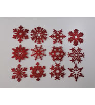 Kırmızı Kar Tanesi Simli Eva Ağaç Ve Hediye Süsü 8x8cm 12li