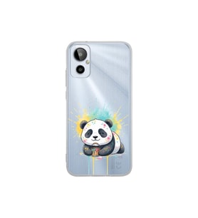 General Mobile 23SE ile Uyumlu Splash Panda Tasarımlı Şeffaf Silikon Kılıf