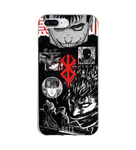 Iphone 7 Plus ve 8 Plus Uyumlu Berserk Anime Tasarımlı Şeffaf Telefon Kılıfı