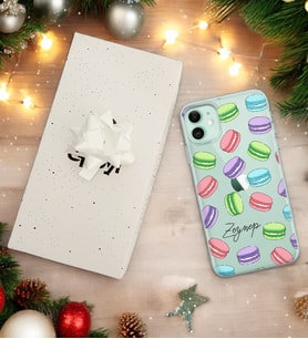 Macaron Tasarımlı Kişiye Özel Şeffaf Telefon Kılıfı (Tüm Telefon Modelleri Mevcuttur.) - Hediye Kutulu